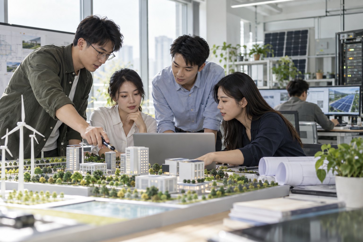 青年从业者围绕城市与清洁能源模型讨论新职业项目方案