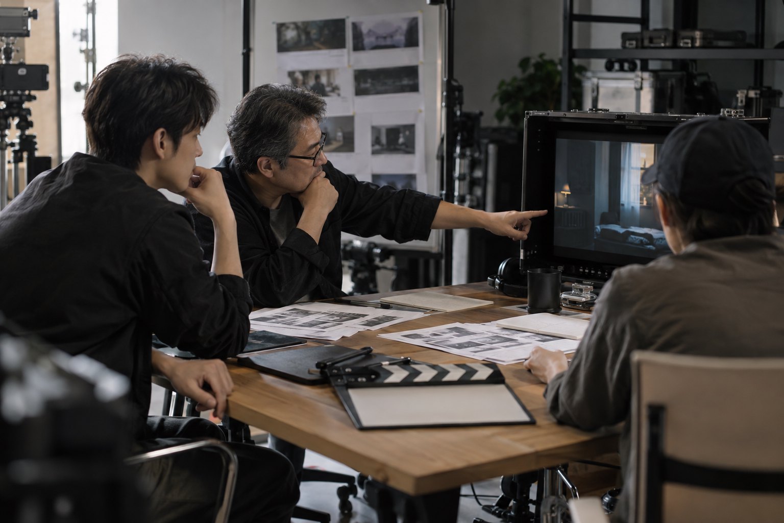 排练厅内资深表演指导帮助青年演员校正棍术动作