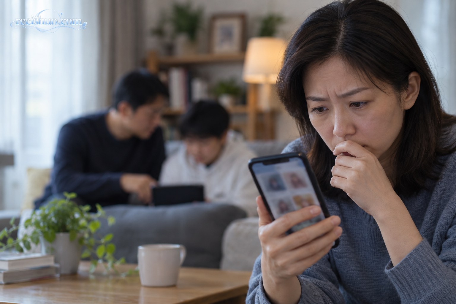 家长查看手机中的可疑商品信息并关注未成年人网络安全