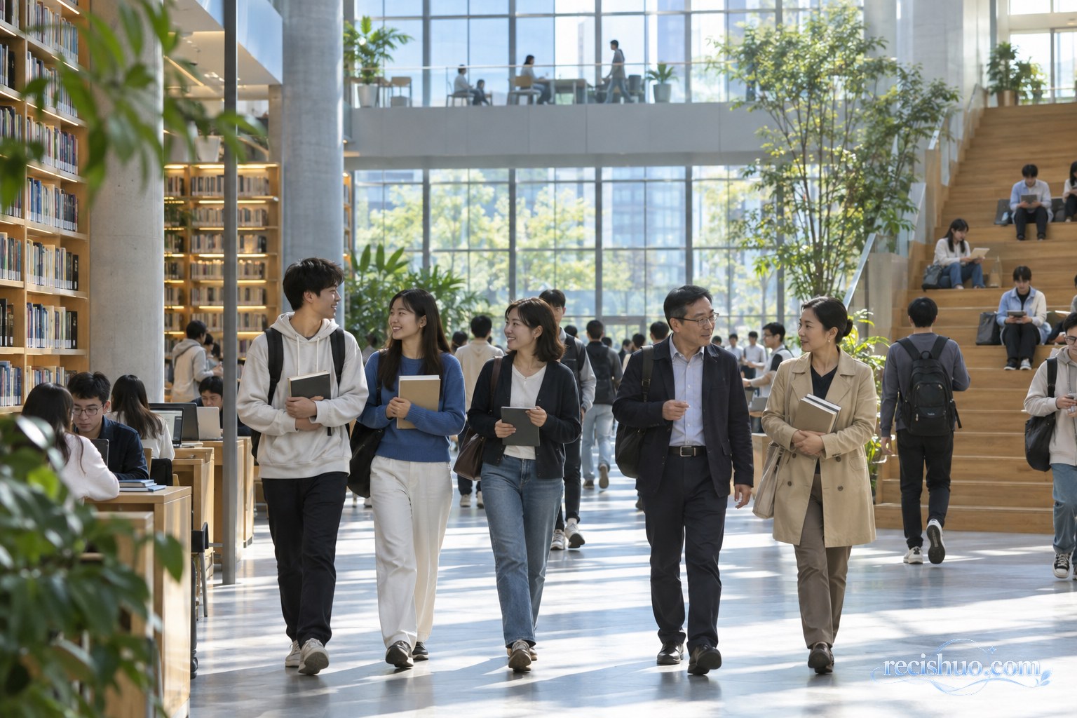 大学教师在研讨课堂中指导学生分组交流学习