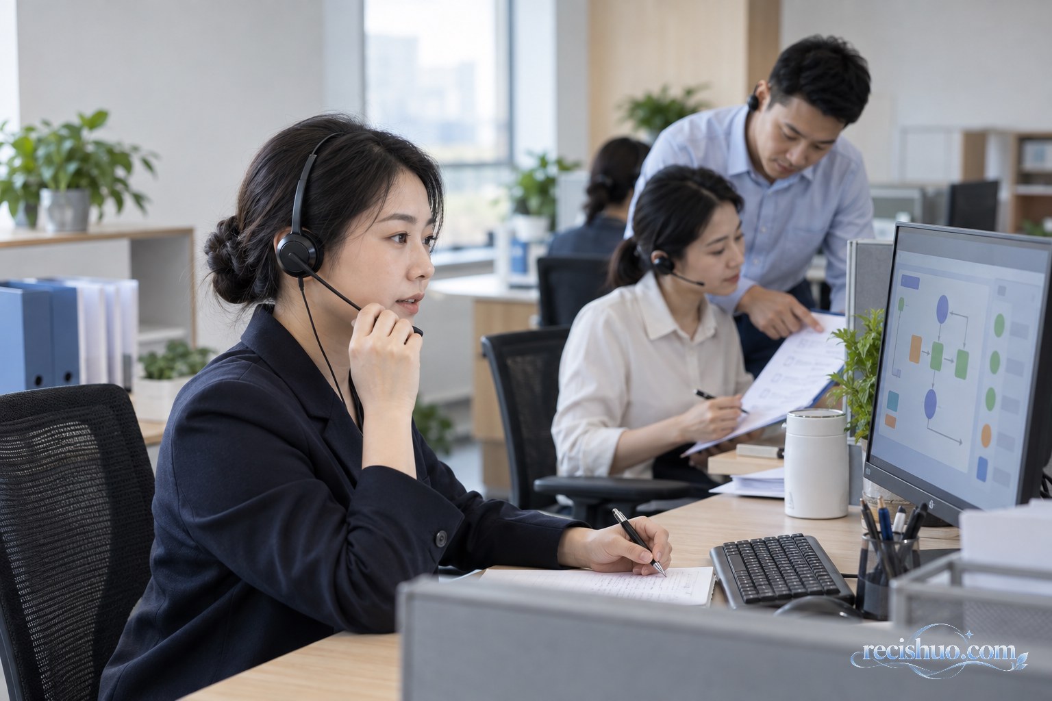 政务热线工作人员接听来电,并协同记录和流转群众诉求