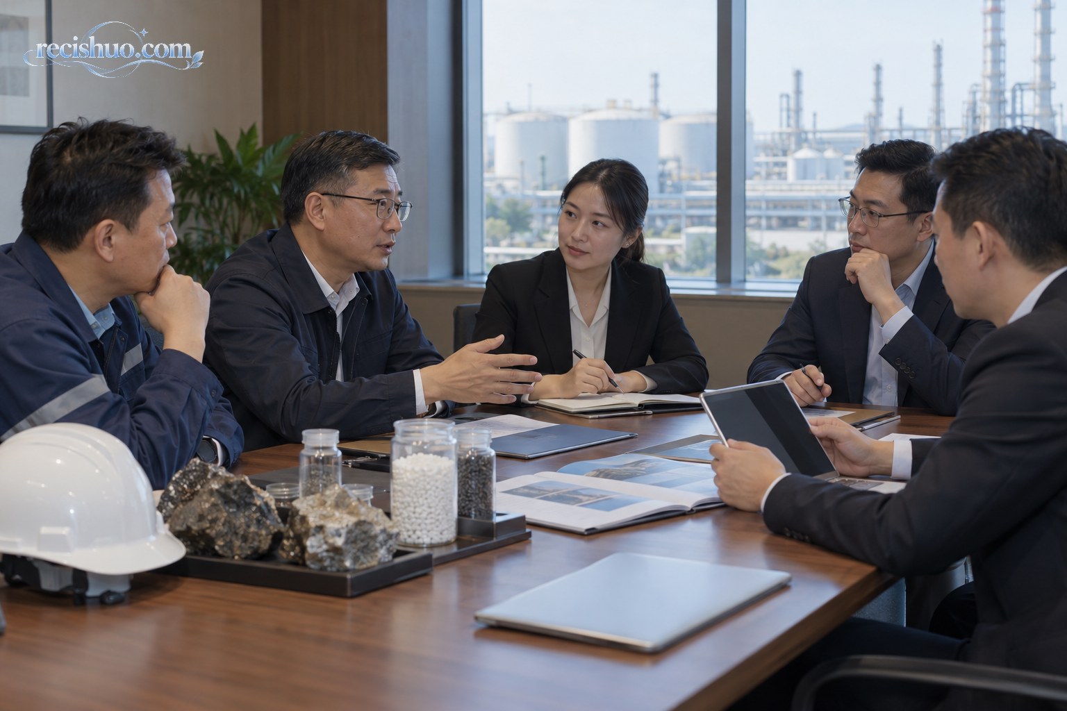 实业企业资金负责人在工业园会议室与基金团队讨论合作