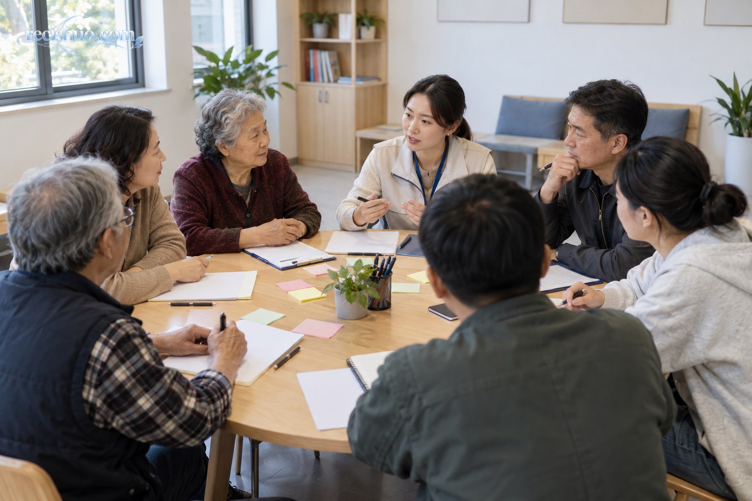 社区工作者与居民围坐圆桌协商公共事务