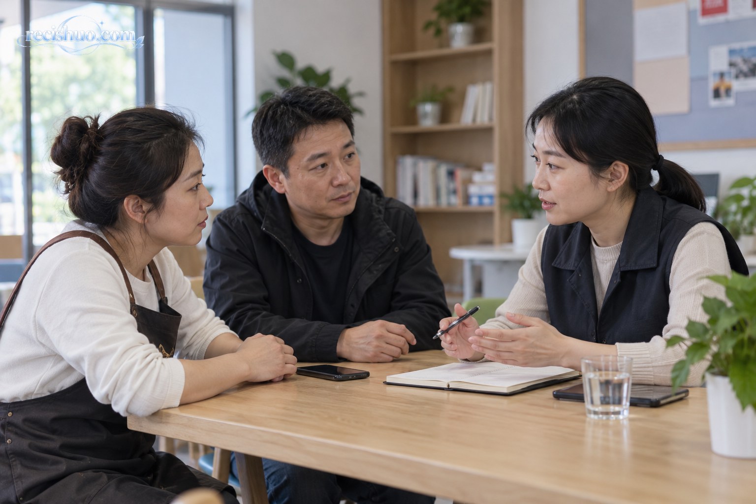 经营者在亲友陪同下向社区工作人员寻求帮助